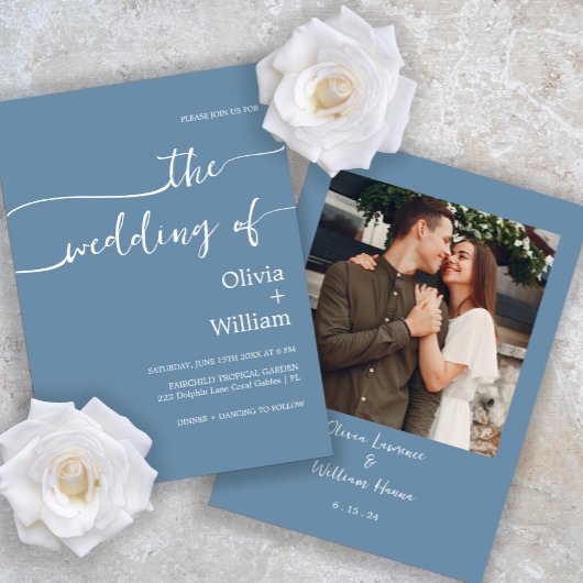 Invitation photo Mariage en bleu périphérique