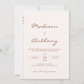 Invitation Photo Mariage en terre cuite moderne Code QR (Devant)
