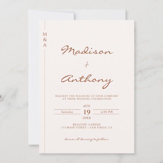 Invitation Photo Mariage en terre cuite moderne Code QR (Devant)