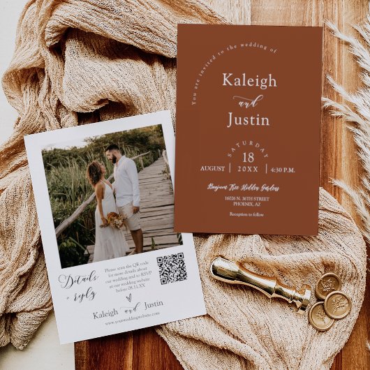 Invitation Photo Mariage en terre cuite personnalisée Boho Co