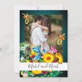 Invitation Photo mariage Floral Bees Emerald Gold Eco (Devant)