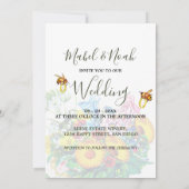 Invitation Photo mariage Floral Bees Emerald Gold Eco (Dos)