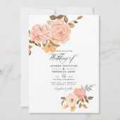Invitation Photo Mariage floral rose et or (Devant)