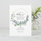 Invitation Photo Mariage géométrique Eucalyptus de la taille (Debout devant)