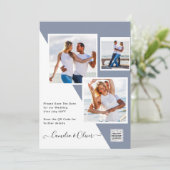 Invitation PHOTO Mariage Inviter QR Code Enregistrer Date BLU (Debout devant)