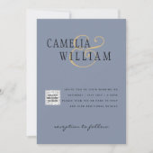 Invitation PHOTO Mariage Inviter QR Code Enregistrer Date BLU (Devant)