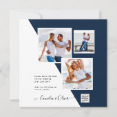 Invitation PHOTO Mariage Inviter QR Code Enregistrer Date BLU (Devant)