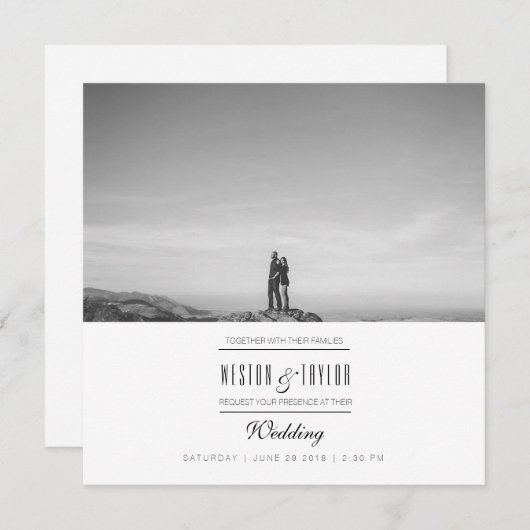 Invitation photo Mariage moderne et minimal (Devant / Derrière)