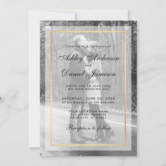 Invitation photo Mariage moderne G - Overlay B&W (Devant)