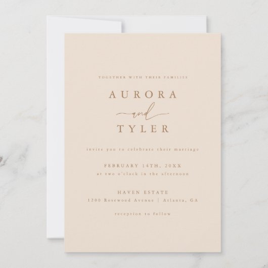 Invitation Photo Mariage moderne Tan Script (Dos)