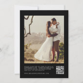 Invitation Photo Mariage noir moderne et élégant Code QR (Dos)