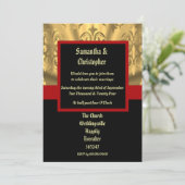 Invitation photo mariage noir rouge et or (Debout devant)