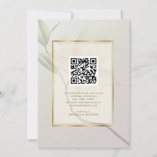 Invitation Photo Mariage oriental Magnolia Enregistrer la dat (Dos)