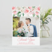 Invitation Photo Mariage Peach Floral (Debout devant)
