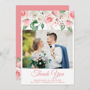 Invitation Photo Mariage Peach Floral