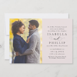 Invitation Photo mariage rose pâle élégant