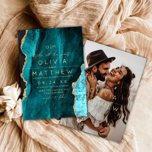 Invitation photo Mariage Turquoise moderne