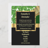 Invitation photo mariage vert et or (Devant)