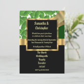 Invitation photo mariage vert et or (Debout devant)