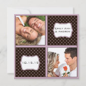 Invitation Photo Mariage violet et rose Enregistrer la date (Dos)