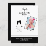 Invitation Photo Mariée B/W Destination Bachelorette Party in<br><div class="desc">Faire-part de mariage photo de destination de la fête de la Bachelorette noire et blanche. Photo de la Mariée,  nom et destination. Retour inclut les coordonnées des planificateurs de fête et le coût de l'événement.</div>