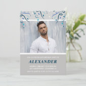 Invitation Photo Marine bleu Confetti pour lui 34e anniversai (Debout devant)