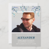 Invitation Photo Marine bleu Confetti pour lui 67e anniversai (Devant)