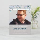 Invitation Photo Marine bleu Confetti pour lui 68e anniversai (Debout devant)