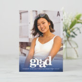 Invitation Photo marine bleu moderne audace grad party élégan (Debout devant)