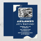 Invitation Photo Marine Blue White Men 94e anniversaire (Devant / Derrière)