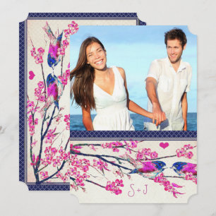 Invitation Photo marocaine Inséparable de la Marine rose ceri