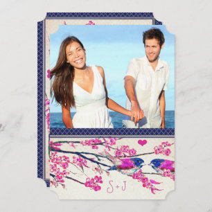 Invitation Photo marocaine Inséparable de la Marine rose ceri