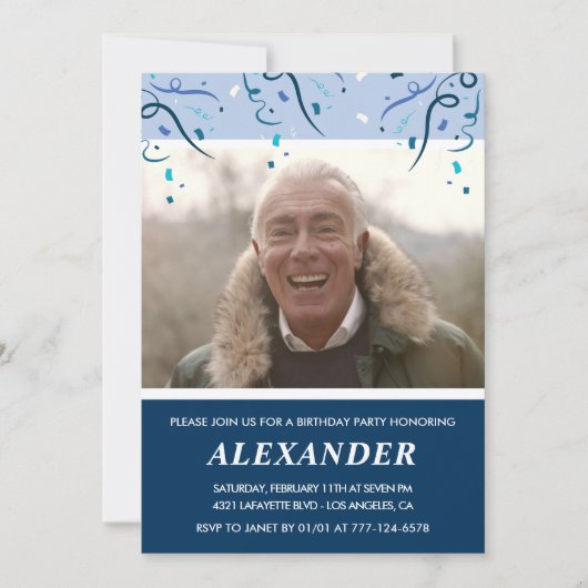 Invitation Photo Mens Marine Blue 78e anniversaire (Devant)