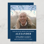 Invitation Photo Mens Marine Blue 79e anniversaire (Devant / Derrière)