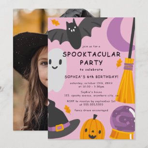 Invitation Photo mignon d'Halloween pour l'anniversaire des e
