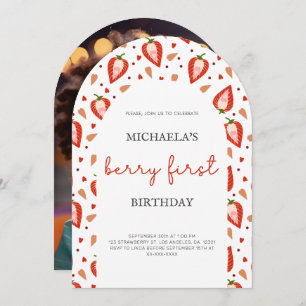 Invitation Photo mignonne Berry Arch premier anniversaire