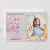 Invitation Photo mignonne sirène anniversaire magique (Devant)