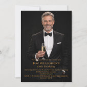 Invitation Photo milestone gold birthday (Devant)