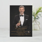 Invitation Photo milestone gold birthday (Debout devant)