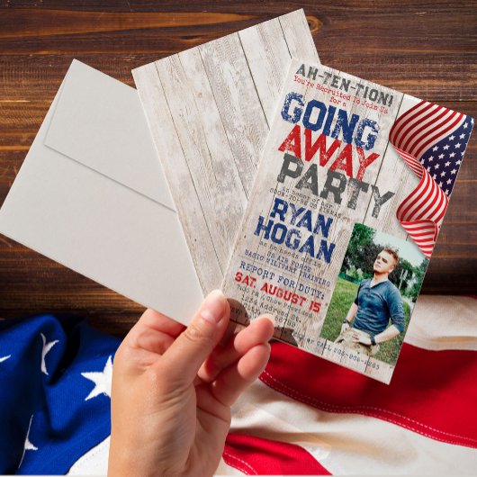 Invitation Photo Militaire Rustique Départ Je Fête D'Adieu