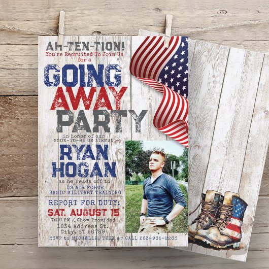 Invitation Photo Militaire Rustique Départ Je Fête D'Adieu