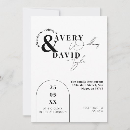 Invitation Photo Minimal moderne QR Code Simple Mariage (Devant)