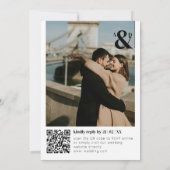 Invitation Photo Minimal moderne QR Code Simple Mariage (Dos)