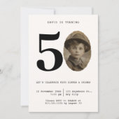 Invitation Photo minimal vintage 50 ans Anniversaire (Devant)
