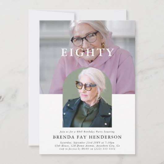 Invitation Photo minimale 800 80e anniversaire (Devant)