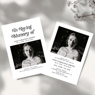 Invitation Photo Minimale Des Funérailles Rétro En Mémoire D'