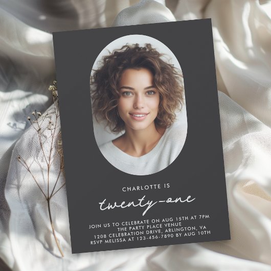 Invitation Photo minimale moderne 21e anniversaire