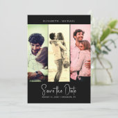 Invitation Photo Minimale Noir Code QR Rétro Enregistrer La D (Debout devant)