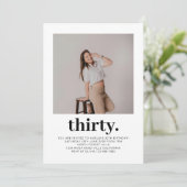 Invitation Photo minimale simple 30e anniversaire (Debout devant)