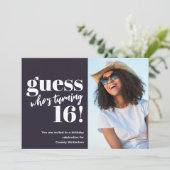 Invitation Photo minimaliste 16e anniversaire (Debout devant)